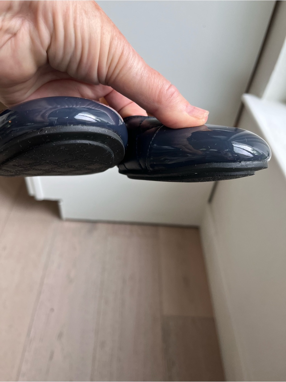 Vionic Navy Quilted Ballet Flat with Patent Cap Toe - Picture 5 of 9